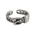 wholesale S925 Sterling Silver JT335 Korean-style Open Ring Vintage Distressed Buckle Chain Ring for Women-0-4