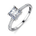 S925 Silver Four-Prong Princess-Cut Moissanite Ring for Women, Live Stream Supply-0-2