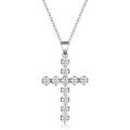 wholesale S925 Silver Round Cross Pendant Necklace with Moissanite for Women, Ready to Ship for Cross-Border Hot Sales and Wholesale-0-5