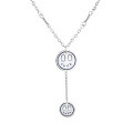 wholesale S925 Sterling Silver Korean Retro Vintage Emoji Pendant Creative Luck English Tassel Necklace-0-4