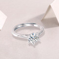 925 Sterling Silver D Color Moissanite Six-Claw Ring, Micro-Set, Exquisite, Cross-Border-0-2