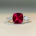 wholesale 925 Sterling Silver 3ct Pigeon Blood Red Square Ruby Women's Ring Direct from Manufacturer-0-5