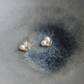 wholesale 9K Gold Minimalist Mini Pearl Micro-Paved Stud Earrings "Little Cherry"-0-4