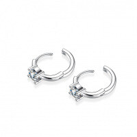 S925 Silver Four-Prong Round Moissanite Stud Earrings, Fine Craftsmanship-50-point setting (zircon)  925 silver