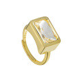 wholesale 925 Sterling Silver Original Niche Exaggerated Design Minimalist Geometric Square Inlaid Zircon Open Ring for Women-0-6
