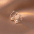 wholesale S925 Sterling Silver Earrings Women Simple Korean Style Hoop Shell Pearl Synthetic Pearl Ear Hoop Minimalist Ear Jewelry E3828-0-0