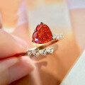 wholesale 925 silver jewelry new padparadscha high carbon diamond ring set with 8*10 heart-shaped women's-0-3