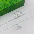 wholesale 999 Silver Fashionable and Luxurious Versatile Niche Design Advanced Collarbone Chain with Ginkgo Leaf and Inlaid Diamonds for Autumn-0-2
