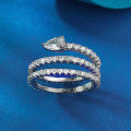 wholesale S925 Silver New Stackable Twisted Teardrop Ring Snake Shape Full Diamond Row Ring ISN Style Fashion-0-2
