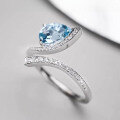 wholesale 18K gold set with natural aquamarine ring for women, accented with diamonds, fashionable and luxurious Santa Maria drop aquamarine-0-1