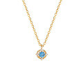 wholesale Metal: 925 silver plated with 14K gold Wholesale direct from manufacturer, Korean style small and minimalist beaded edge hollowed-out necklace with blue topaz pendant collarbone chain-0-1