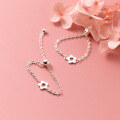 wholesale S925 silver delicate and simple five-petal flower chain ring, fashionable and elegant ladies' jewelry for women J8264-0-0