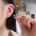 wholesale S925 Sterling Silver Korean Style Minimalist Bow Small Earrings for Women, Ins Fashion Simple Design Unique Dainty Studs-0-3