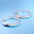 wholesale 925 Sterling Silver Minimalist Möbius Couple Ring for Women, Irregular Small Wave Design Matching Band for Men, Open Ring for Students-0-1