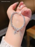 wholesale 999 Silver Lucky Bamboo Knot Agate and Broken Silver Bracelet for Women, Minimalist New Chinese Style Beaded Bracelet-0-18