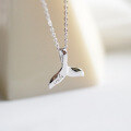 wholesale S925 sterling silver XB017 Korean-style short chain women's elegant and versatile dolphin fishtail pendant necklace-0-1
