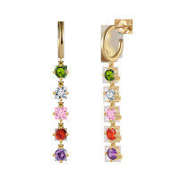 wholesale S925 Sterling Silver Cloud-Pull Jewelry Tassel Earrings with Luxury Colored Zircon, Factory Direct Wholesale-14K gold, approx. weight: 6.33g 925 silver