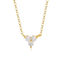 wholesale S925 Sterling Silver Four-leaf Clover And Butterfly Necklace For Women, Minimalist And Elegant Pendant-F3688-Gold 925 Silver