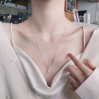 wholesale S925 Sterling Silver Geometric Line Patchwork Pearl Accent Necklace Fashion Light Luxury Style Elegant Collarbone Chain-471LM/approx. 4.7g 925 silver