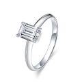 wholesale 18k gold minimalist emerald-cut lab-grown diamond ring, engagement ring, 1ct genuine diamond gold ring-0-4