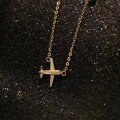 wholesale S925 Sterling Silver Red Elk Whole Body Personalized Airplane Model Pendant Necklace for Women, Exquisite European-American Style Collarbone Chain-0-0