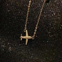 wholesale S925 Sterling Silver Red Elk Whole Body Personalized Airplane Model Pendant Necklace for Women, Exquisite European-American Style Collarbone Chain-BX0494-Gold 925 Silver