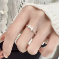 wholesale S925 Sterling Silver Simple Korean-style Bow Twist Fresh and Cute Trendy Open Adjustable Ring for Women-0-0