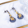 wholesale S925 Silver Designer New Vintage Style Earrings with Natural Citrine High-Quality Wholesale Premium Accessories-0-0