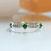 wholesale 925 Silver New Style Colorful Diamond Bow Ring Fashion Simple and Versatile Small Diamond Ring by Zhuozhifan Jewelry-R405 Green Diamond No. 6