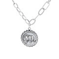 wholesale S925 Sterling Silver Retro Patchwork Chain Round Pendant Animal Elephant Necklace Ins Trendy Hip-Hop Sweet and Cool Style Sweater Chain-0-4
