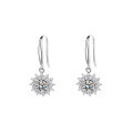 wholesale S925 Sterling Silver Moissanite Sunflower Earrings for Women, French Double Row Diamond Ear Hook Ear Studs Wholesale Exquisite-0-4