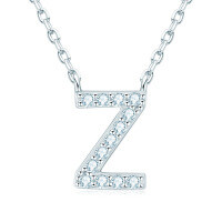 S925 Sterling Silver Necklace with Moissanite Pendant, Unisex Classic Style, Clearance Shipping Included.-Letter Z Necklace [Moissanite]
