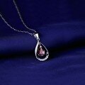 wholesale S925 Silver Korean Japanese Style Elegant Vintage Necklace Pendant with Micro-Inlaid Teardrop Collarbone Chain Trendy Accessory-0-6