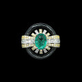 wholesale 925 Silver Gold-Plated Ring with High Carbon Diamond Muzo Green Oval Enamel Art Deco Exquisite and Versatile Women's Ring-0-0