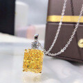wholesale S925 silver new jewelry women's high-carbon diamond rectangular yellow diamond necklace-0-3