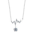 Metal ECG Pendant Necklace with Diamonds, Trendy Ins Style-0-3