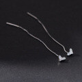 wholesale S925 sterling silver diamond-encrusted heart ear thread, ins-style sweet design, elegant ear jewelry for women M04399-0-3