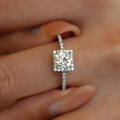 S925 Sterling Silver 1-Carat Moissanite Square Closed-Shank Ring Wholesale Group Setting Simple Four-Prong-0-2