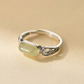 wholesale S925 Sterling Silver Exquisite Chinese Style Retro Hollow Jade Bamboo Leaf Ring R02823-0-3