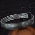 wholesale Fine Silver 999 Six-Syllable Mantra Bracelet for Women, Vintage Antique Tibetan Vajra Dharani Scripture Pure Silver Bangle for Men-0-3