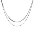 wholesale 925 silver double-layer stacked snake bone chain, elegant and high-end European and American style sweater chain, fashionable and unique necklace-0-4