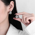 wholesale S925 Sterling Silver Retro Antique Matte Ethnic Chinese Style Hollow Exquisite Floral Earrings-0-3