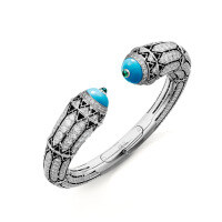 wholesale 925 Silver Gold-Plated High Carbon Diamond Simulant Synthetic Blue Turquoise Art Deco Jewelry Bracelet for Women-Synthetic blue pine>925 silver