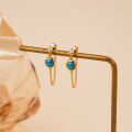 wholesale S925 Sterling Silver With Turquoise Fringe Earrings, Women's。-0-4