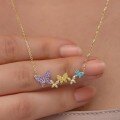 wholesale S925 Sterling Silver Exquisite Micro-Inlaid Zircon Butterfly Necklace for Women with Colorful Diamonds, Ethereal and Elegant Collarbone Chain-0-1