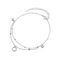 wholesale S925 silver flash diamond round ring anklet summer double-layer minimalist elegant inlaid diamond Korean-style women's ankle jewelry S4722-0-4