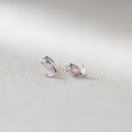 wholesale 925 Sterling Silver Exquisite Mini Lovely Fresh and Sweet Pink Tulip Stud Earrings with Diamond Accents M05918-0-2
