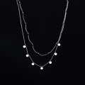 wholesale S925 Silver Korean-style Minimalist Double-layer Beaded Round Pendant Necklace, Summer Elegant and Fresh Chain D8586-0-3