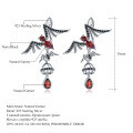 wholesale S925 Sterling Silver Dark Series Designer Gemstone Earrings with Bat Design, Inlaid with Natural Garnet-0-0