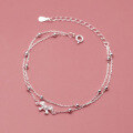 wholesale 925 Sterling Silver Diamond-Studded Bow Double-Layer Beaded Bracelet, Simple and Elegant, Stylish S5339-0-1